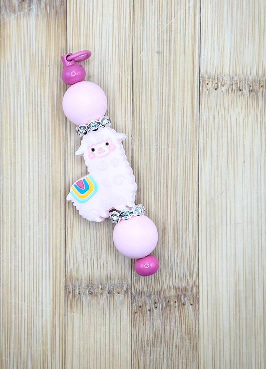 Pink llama zipper pull