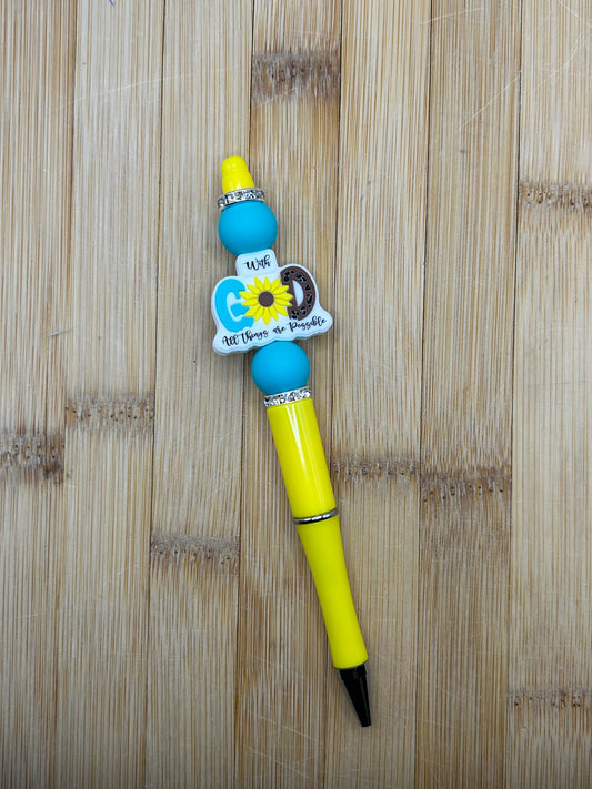 Yellow with God pen