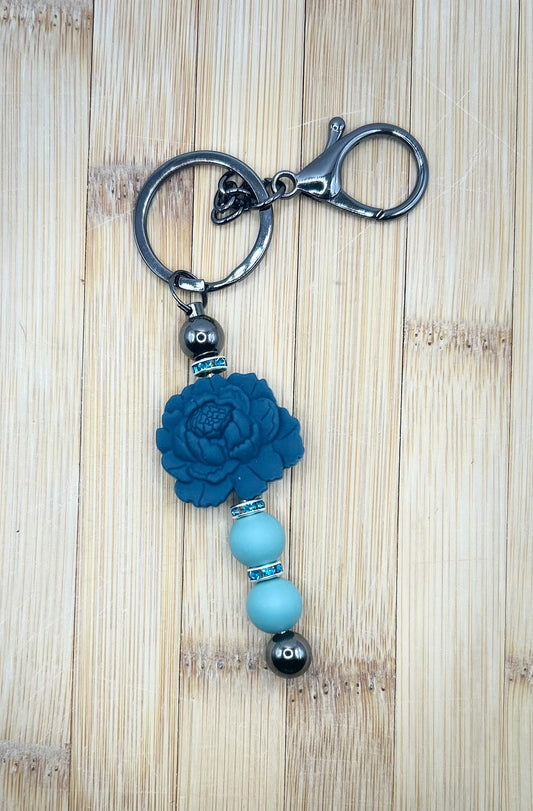 Blue carnation keychain