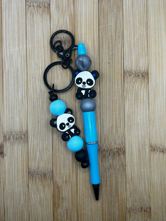 Panda pen and keychain combo