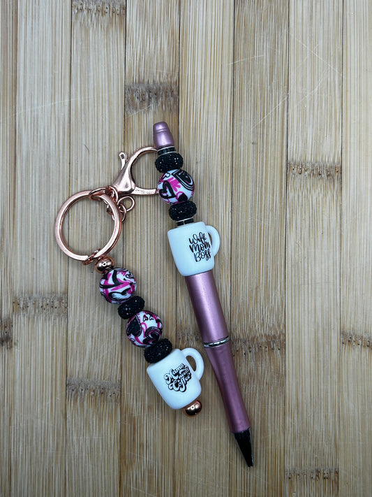 Coffee mug pen and keychain