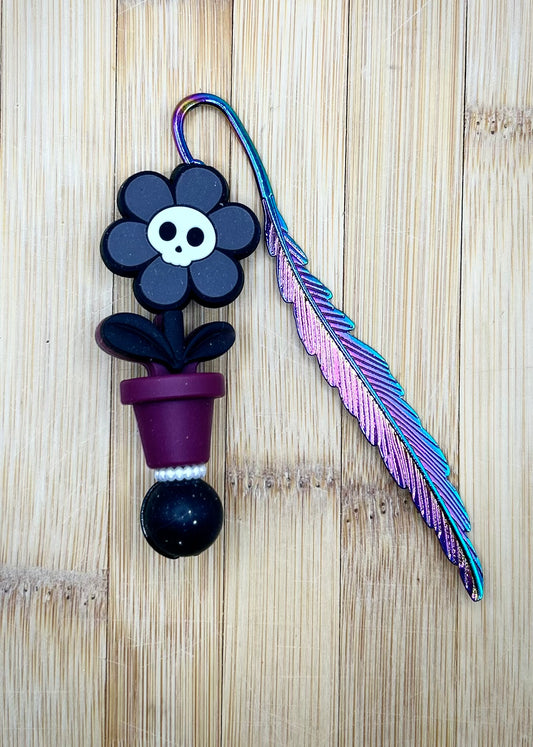 Skull flower bookmark