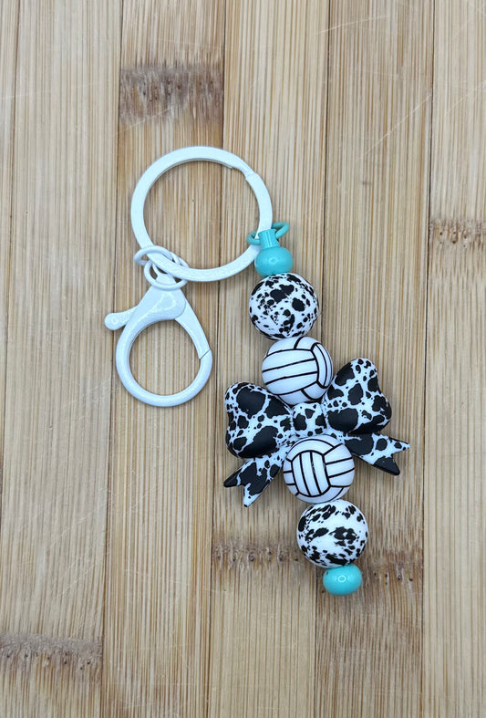 Volleyball cow print keychain