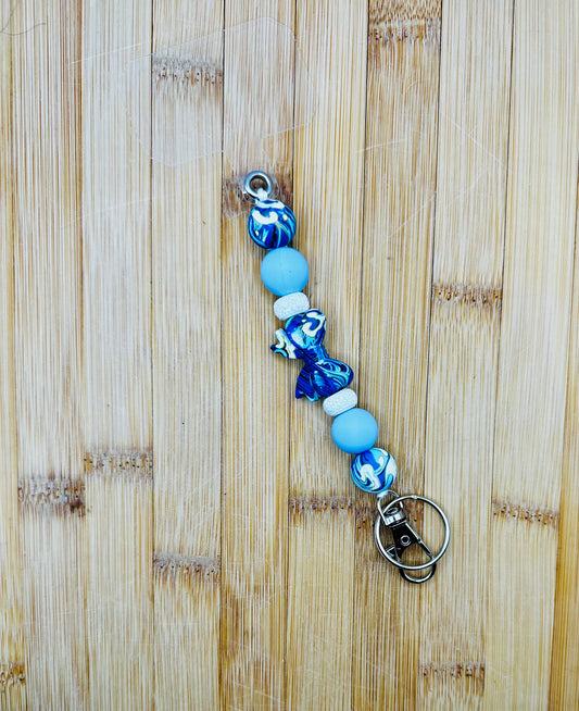 Blue bow phone lanyard